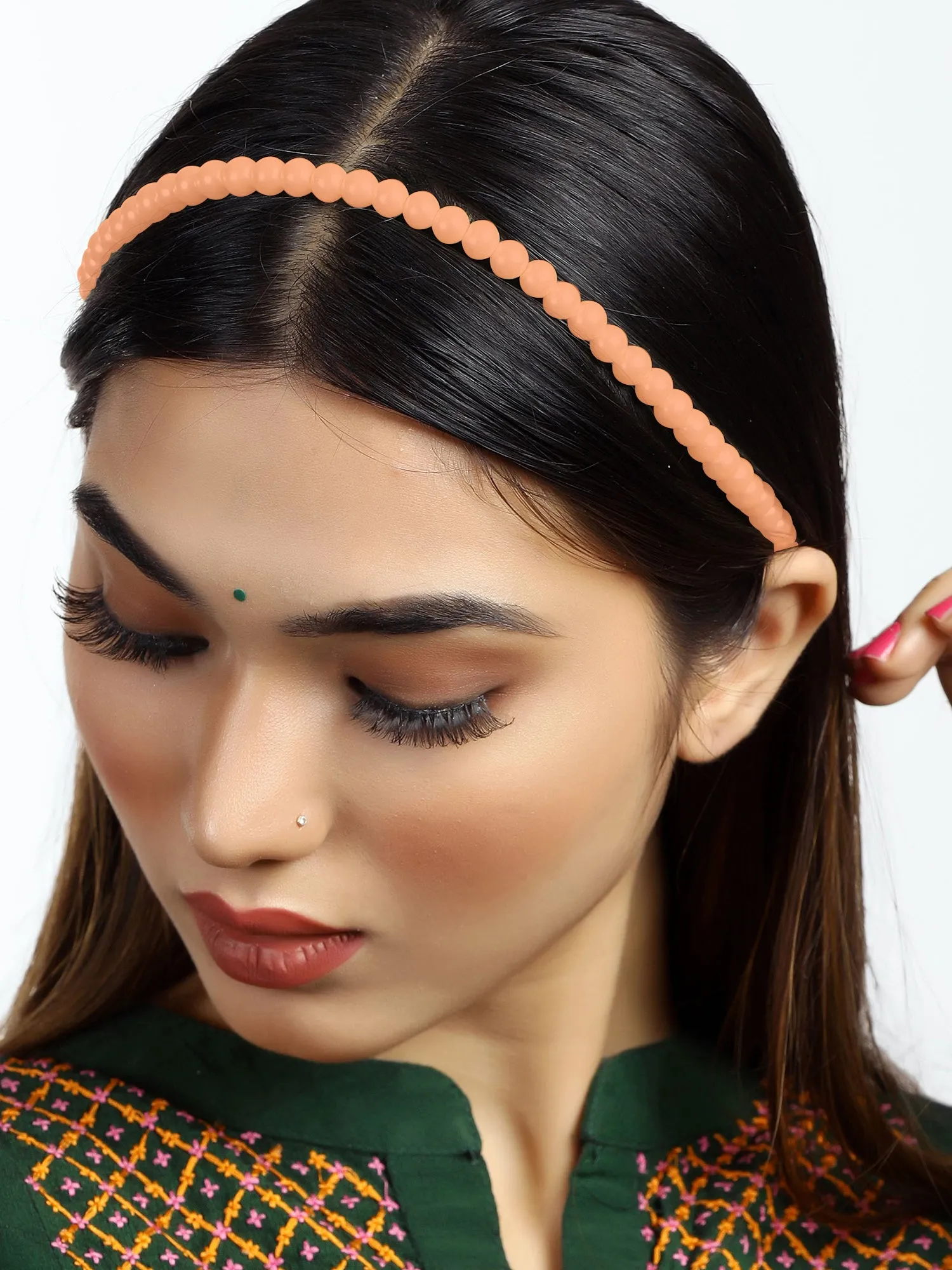 Elegant Peach Beads Hairband for Women