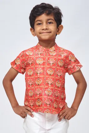 Elegant Silk Patola Boys' Shirts: Timeless Style for Festive Celebrations