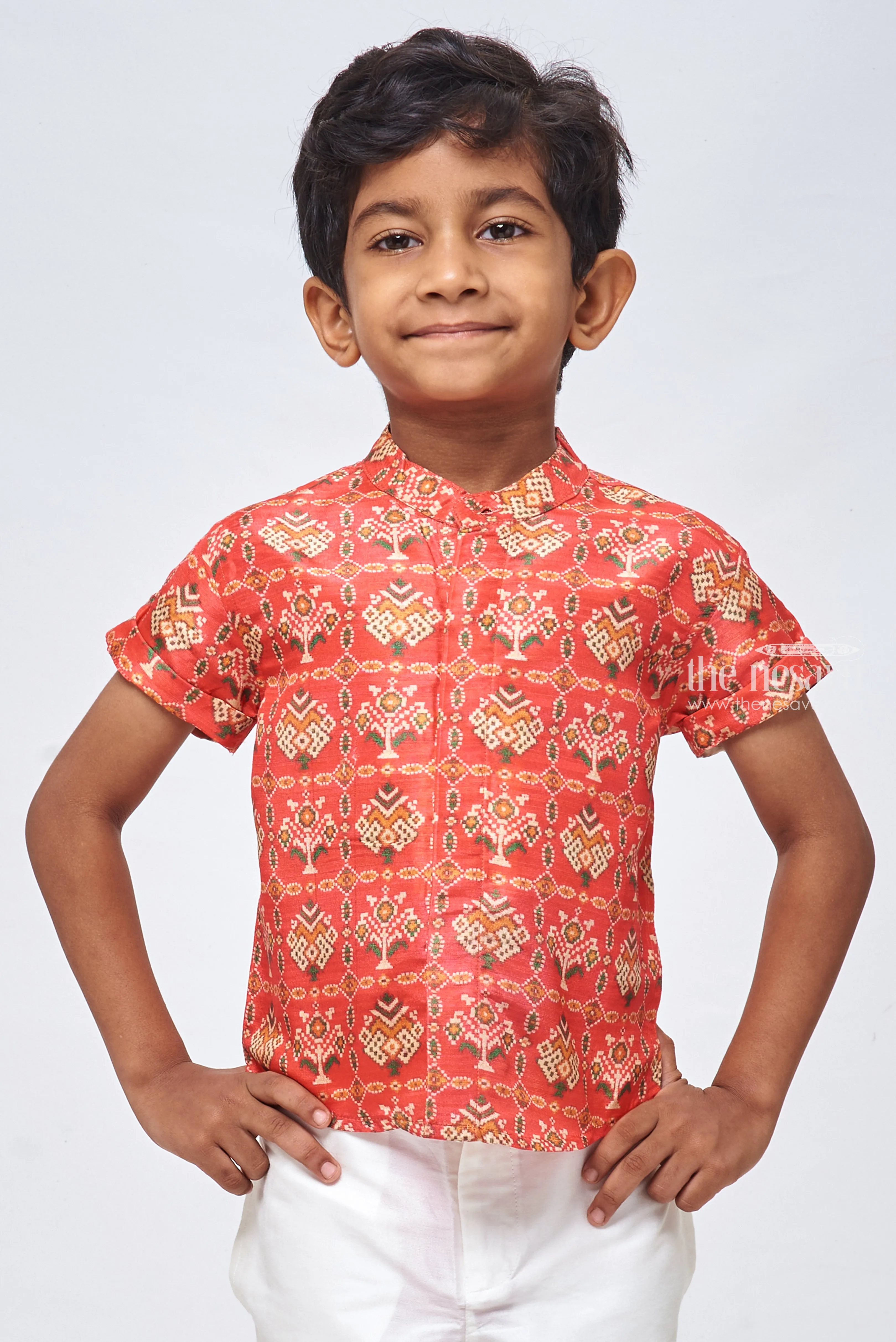 Elegant Silk Patola Boys' Shirts: Timeless Style for Festive Celebrations