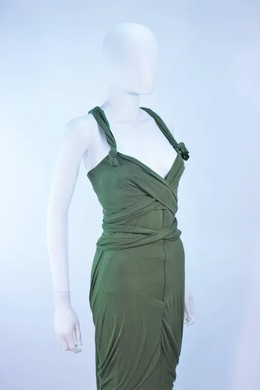 ELIZABETH MASON COUTURE Green Jersey Eco Chic Draped Gown