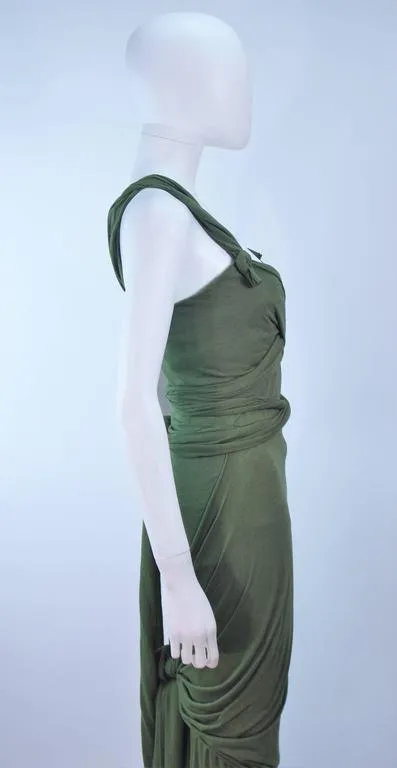 ELIZABETH MASON COUTURE Green Jersey Eco Chic Draped Gown