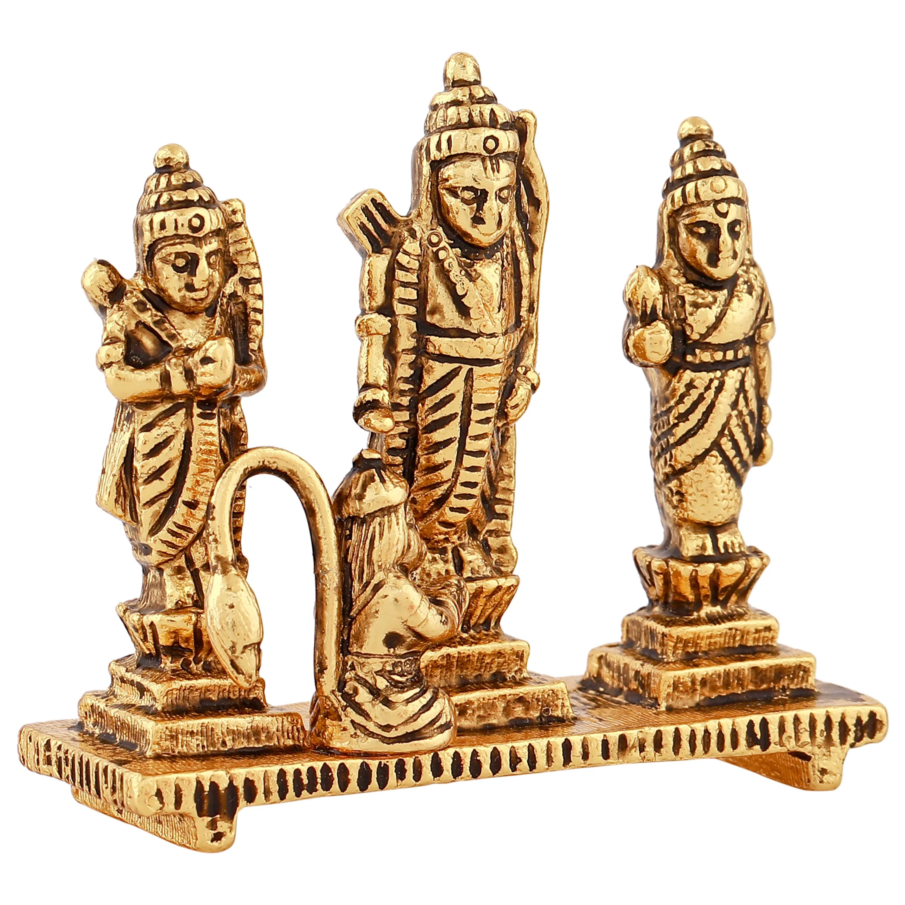 Estele Gold Plated Antique Spiritual Ram Darbar|God Ram,Laxman,Sita & Hanuman Idol for Pooja/Car Decor.