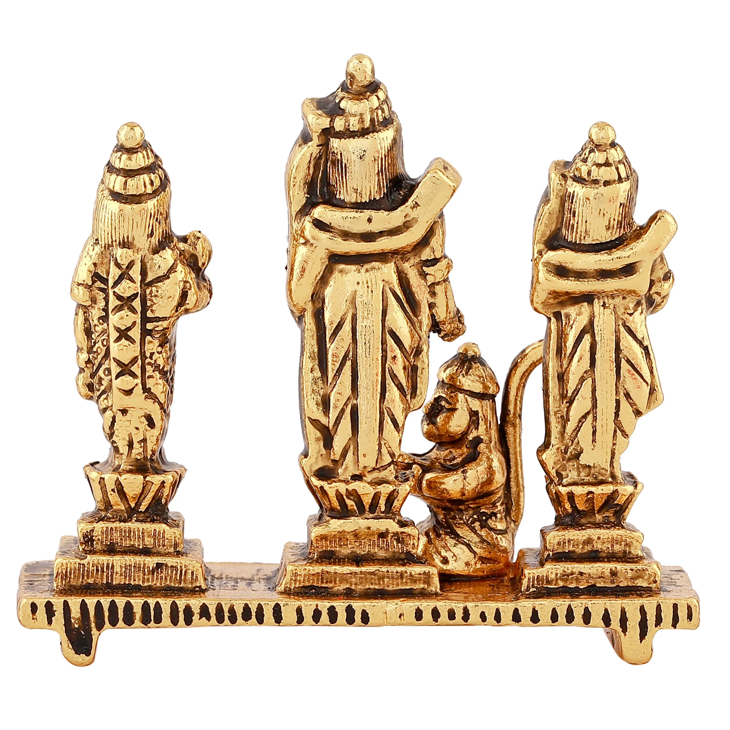 Estele Gold Plated Antique Spiritual Ram Darbar|God Ram,Laxman,Sita & Hanuman Idol for Pooja/Car Decor.