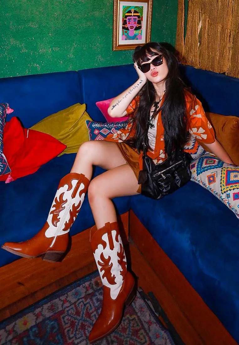 Fallon Faux Leather Patchwork Cowboy Boots