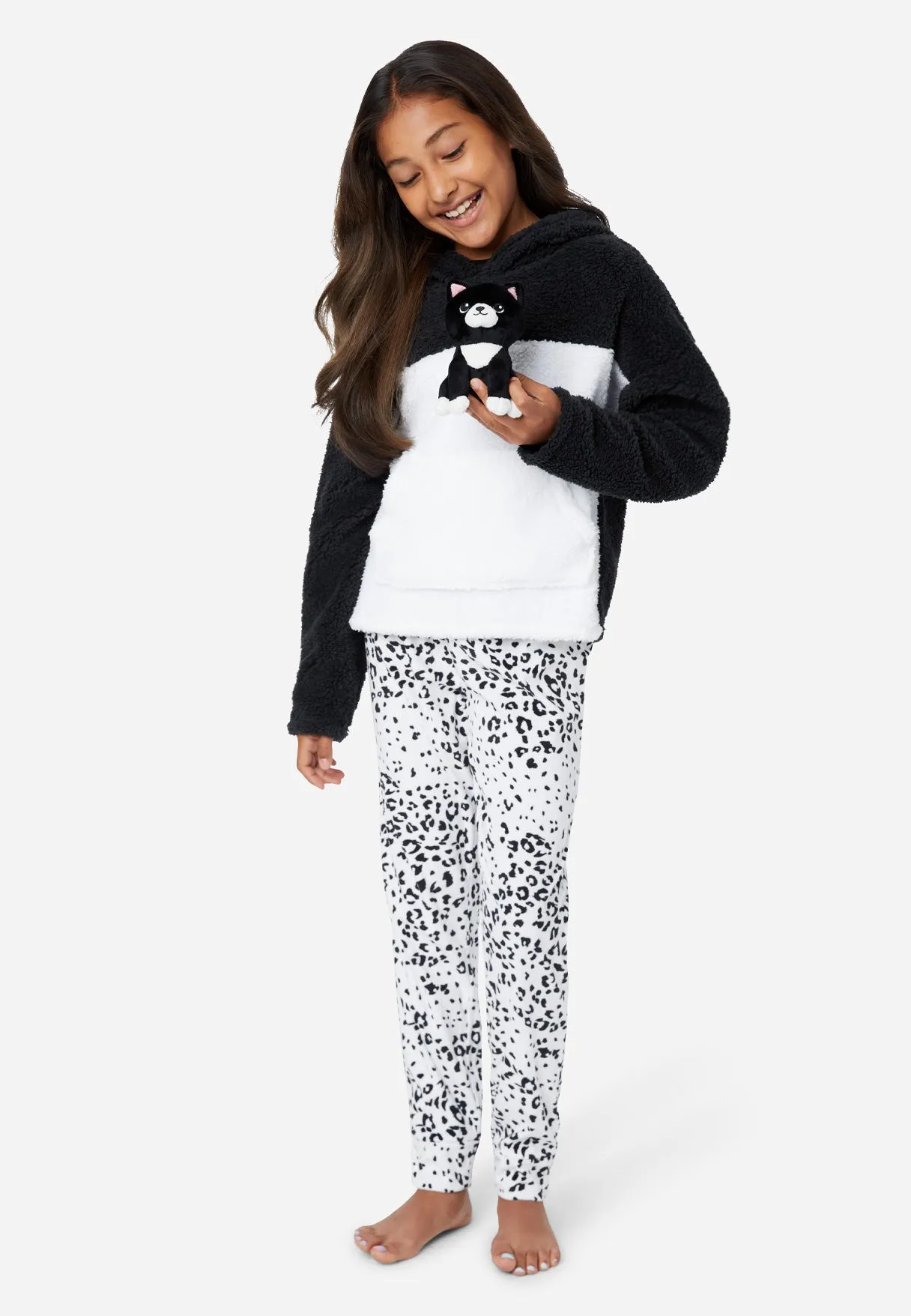 Faux Sherpa Kitten Pajama Set