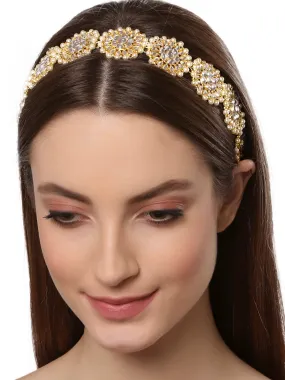 Floral Shape Kundan Studded Hairband