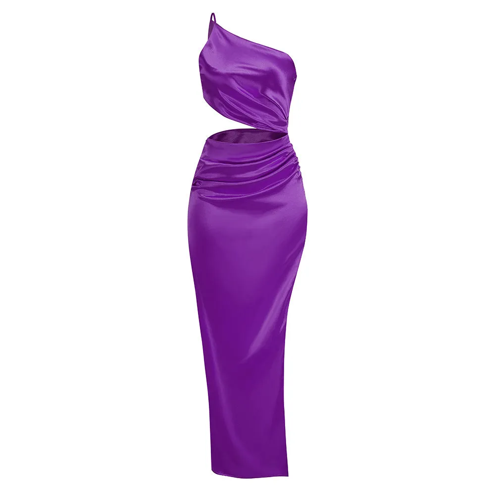 FURLA Satin One Shoulder Bodycon Dress