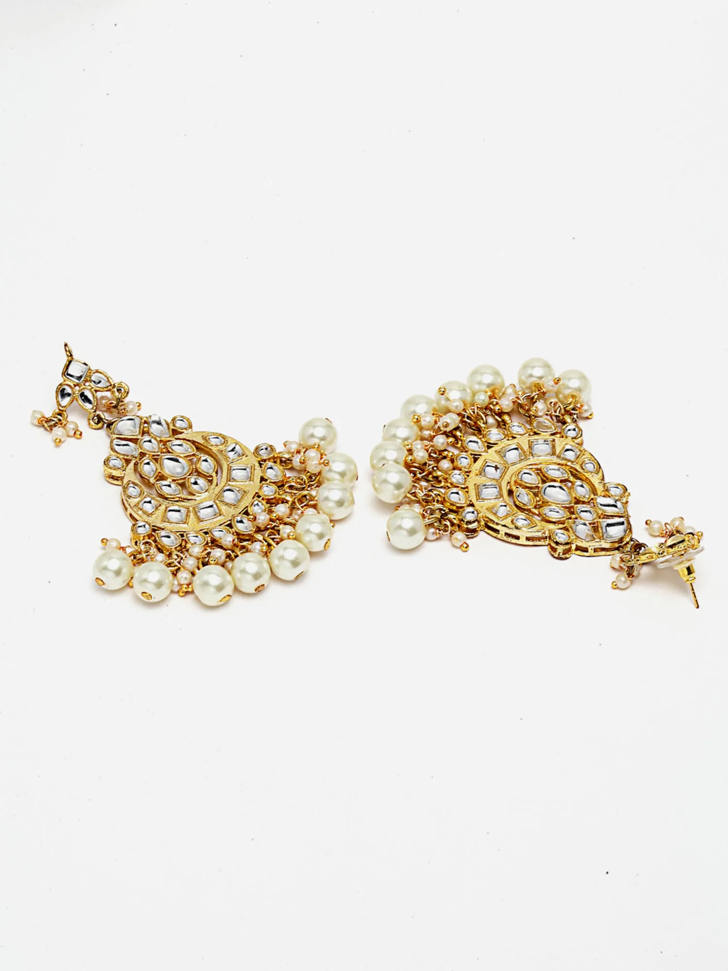 Gold Plated Pearl Studded Tasselled Rani Haar Necklace Set