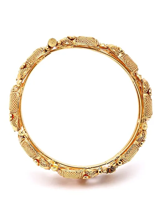 Gold Plated Set of 2 Elephant Design Bangles for Women