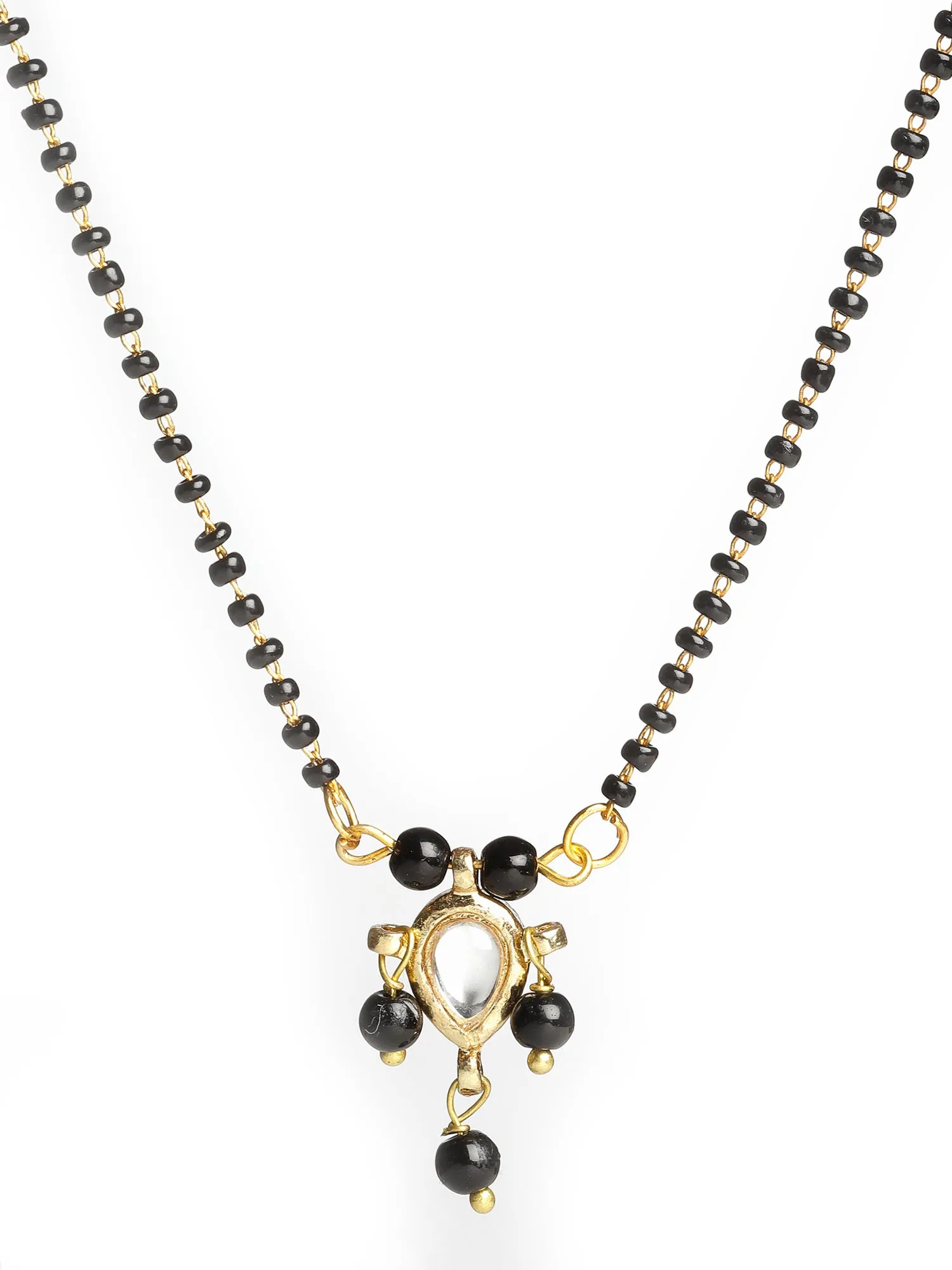 Gold Plated Tanmaniya Black Drop Kundan Mangalsutra