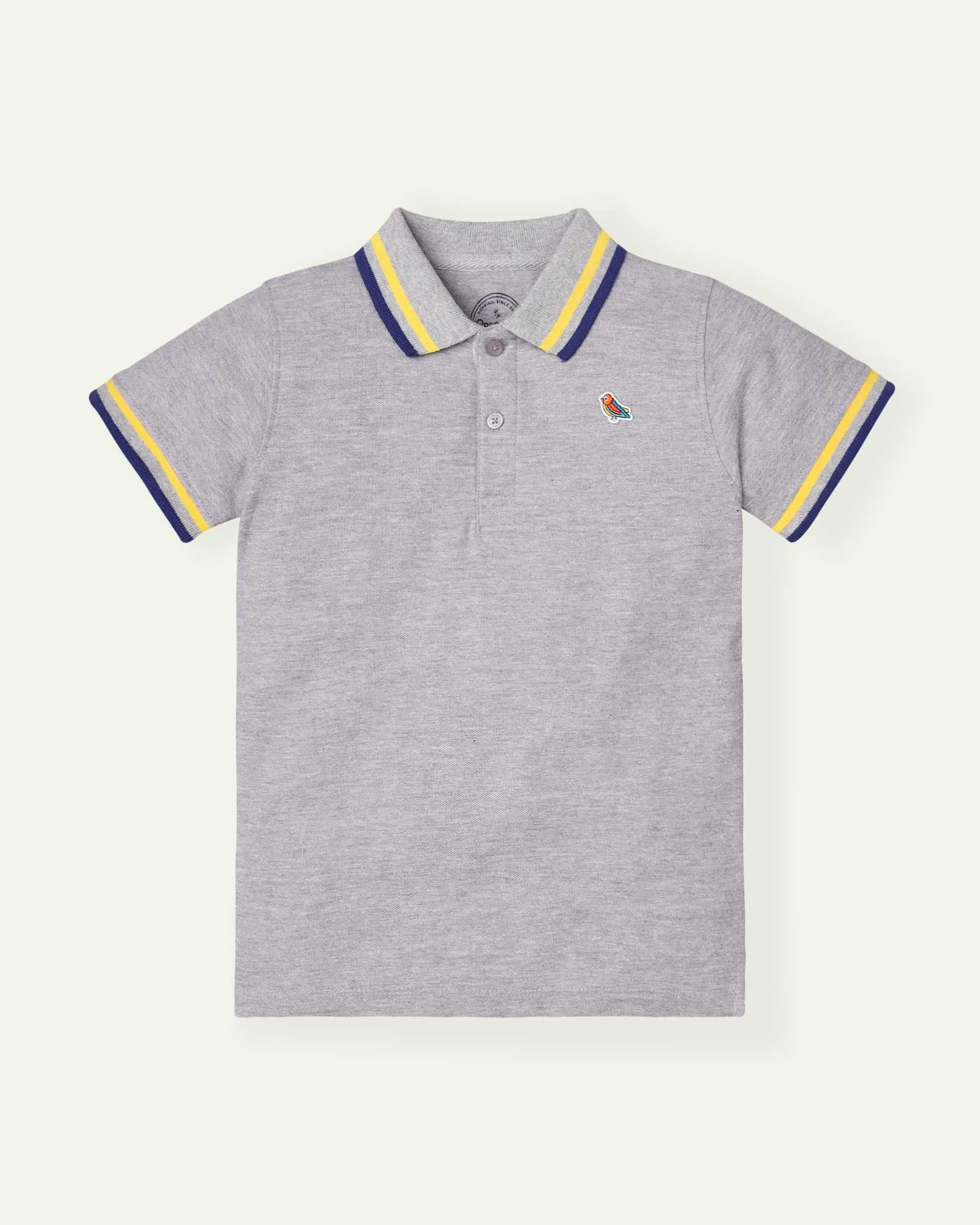 Grey Polo With Collar Tipping