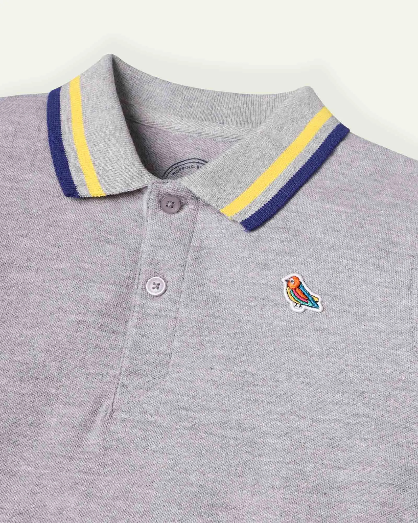 Grey Polo With Collar Tipping