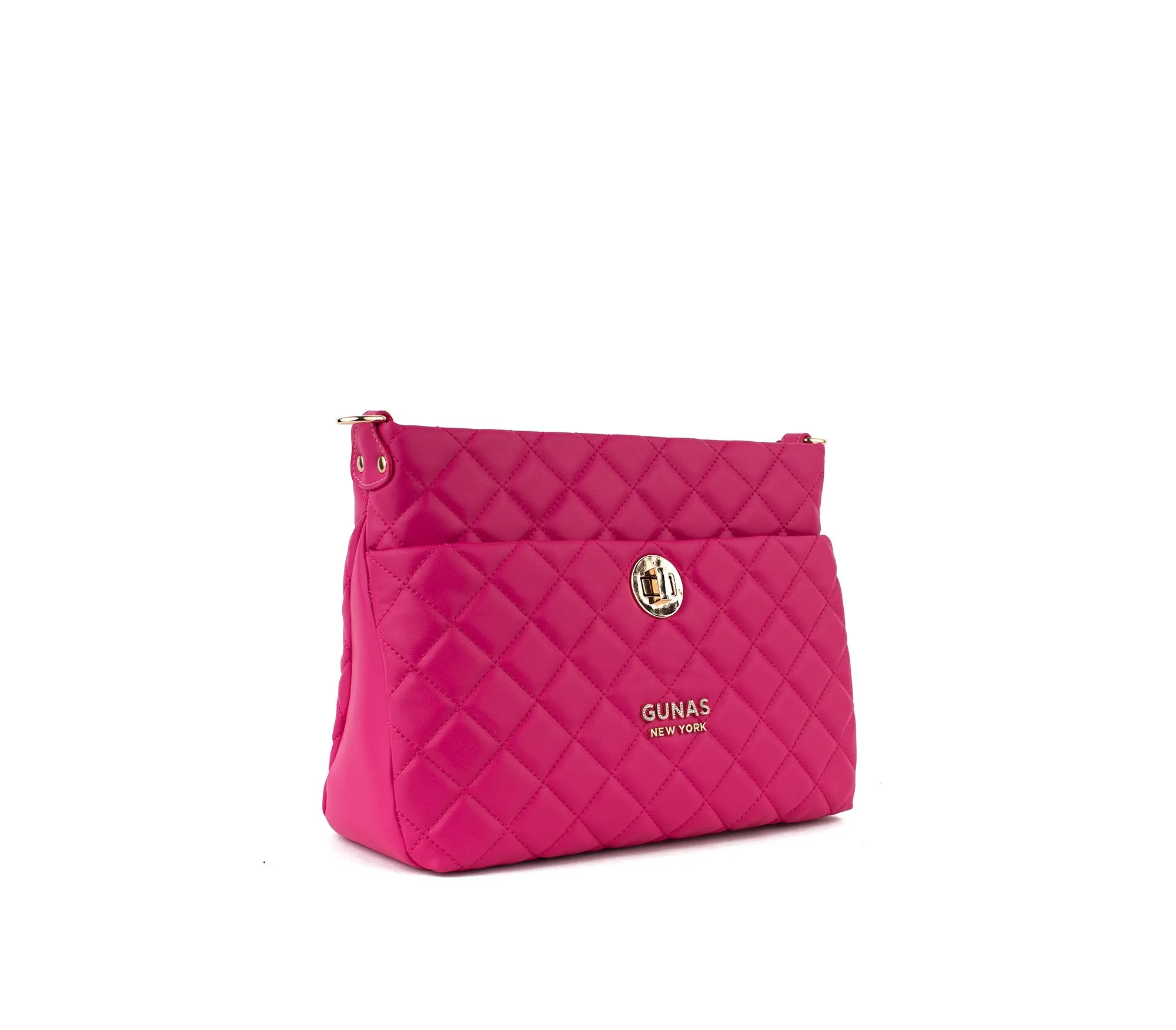 Gunas New York Koi Pink Quilted Vegan Leather Shoulder Bag Purse