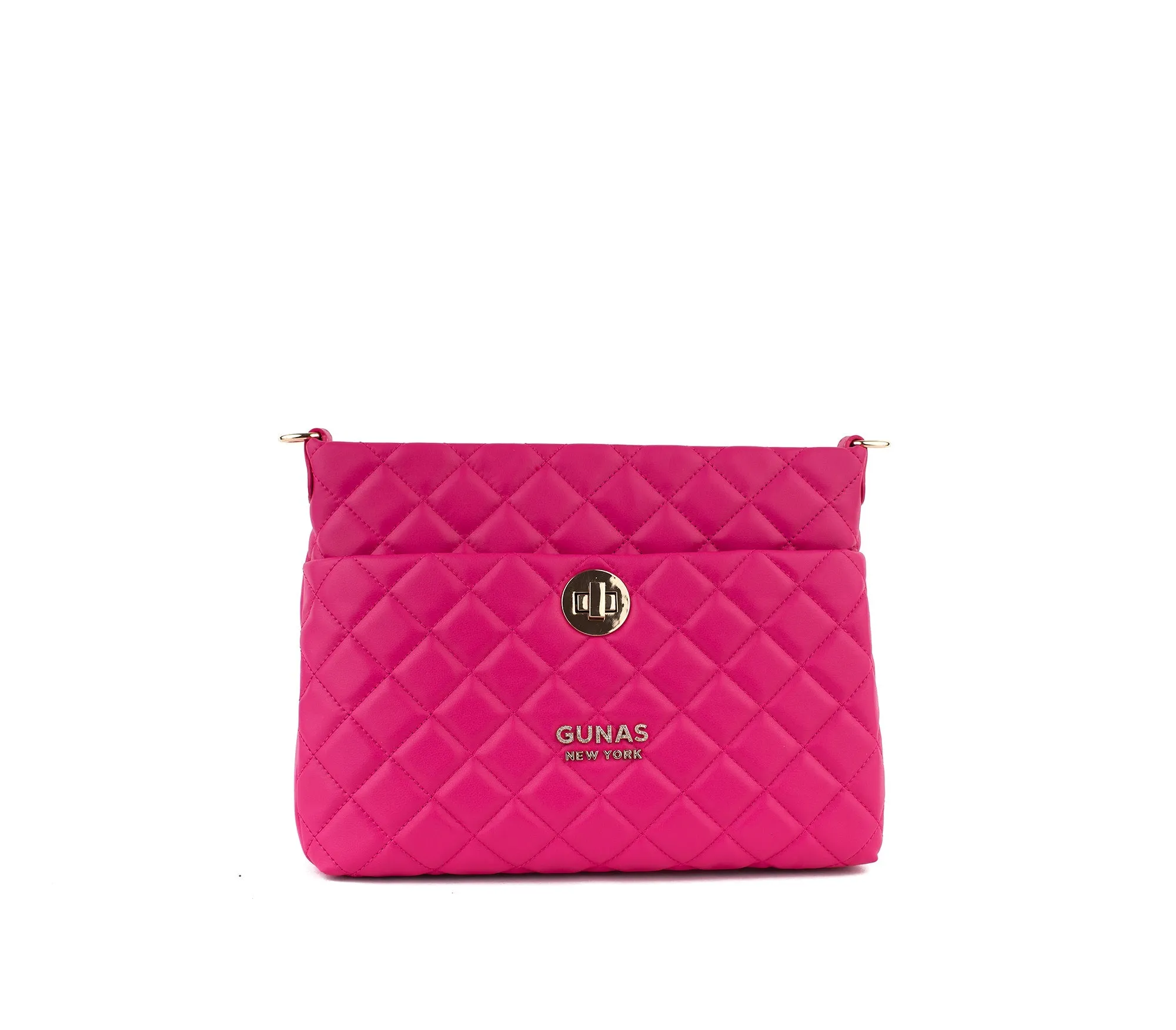 Gunas New York Koi Pink Quilted Vegan Leather Shoulder Bag Purse