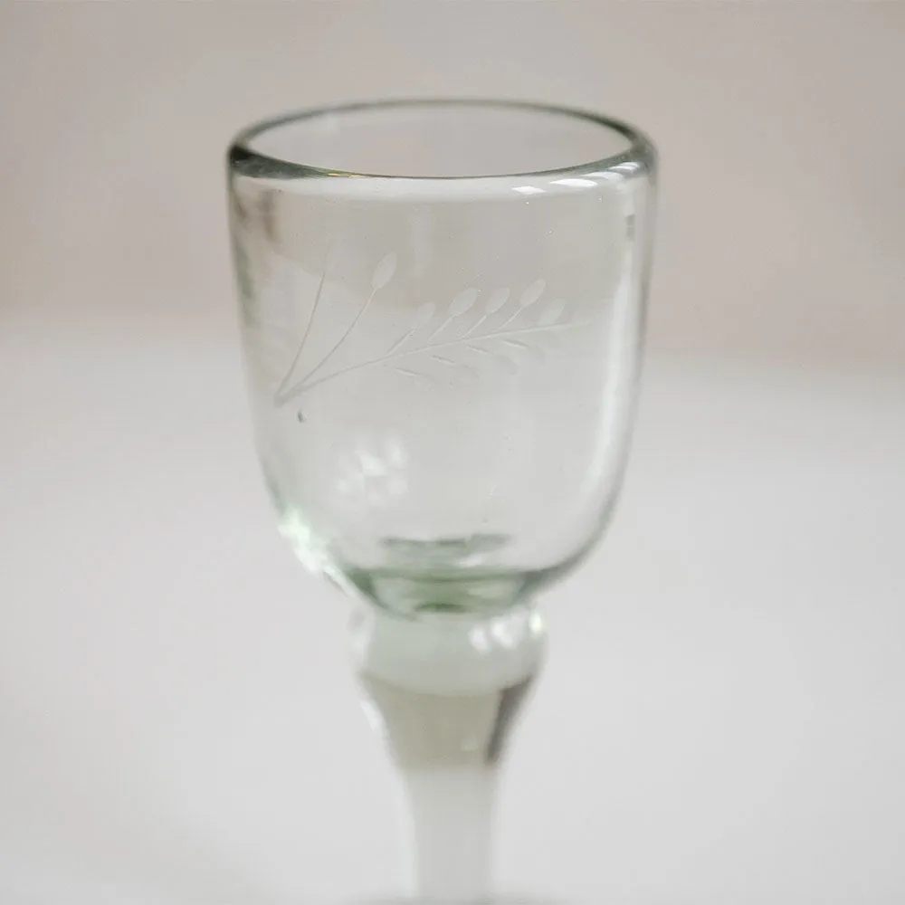 Hand-etched Floral Wine Glass