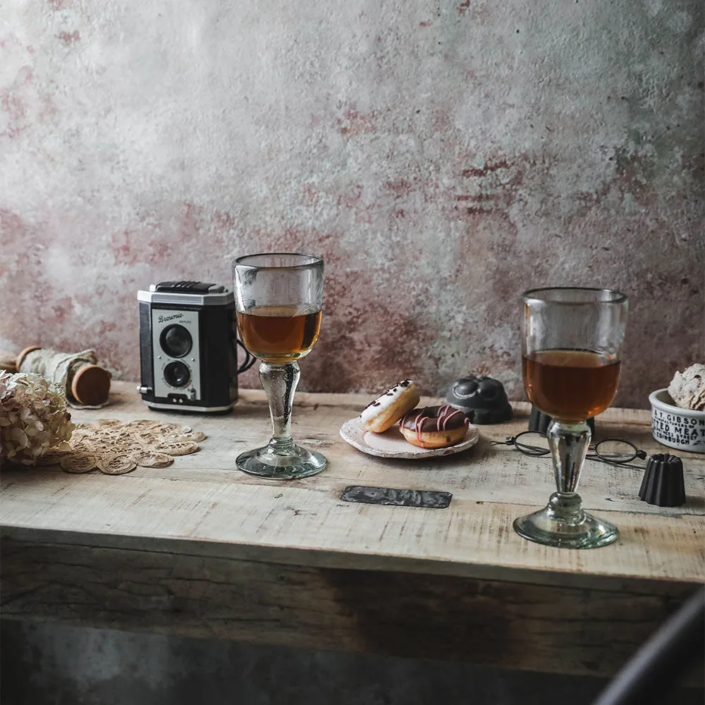 Hand-etched Floral Wine Glass