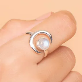 Handmade Half Moon Moonstone Ring