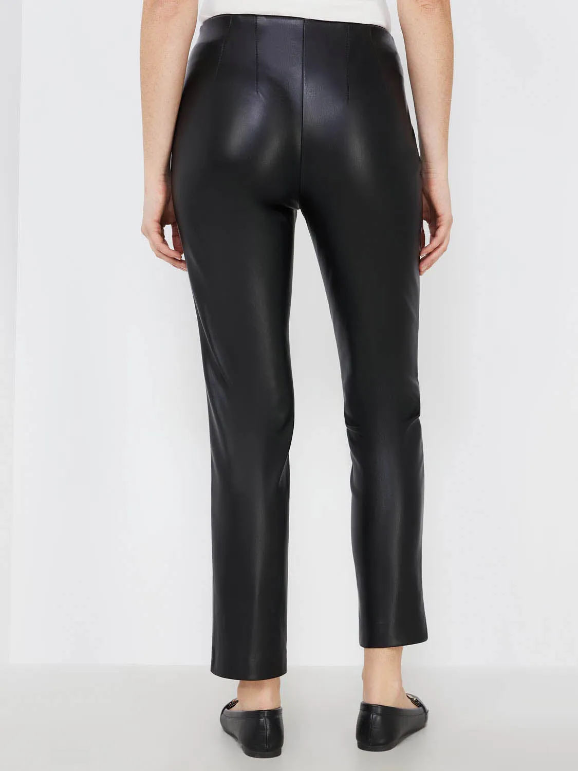 High-Waisted Faux Leather Slim Leg Pants