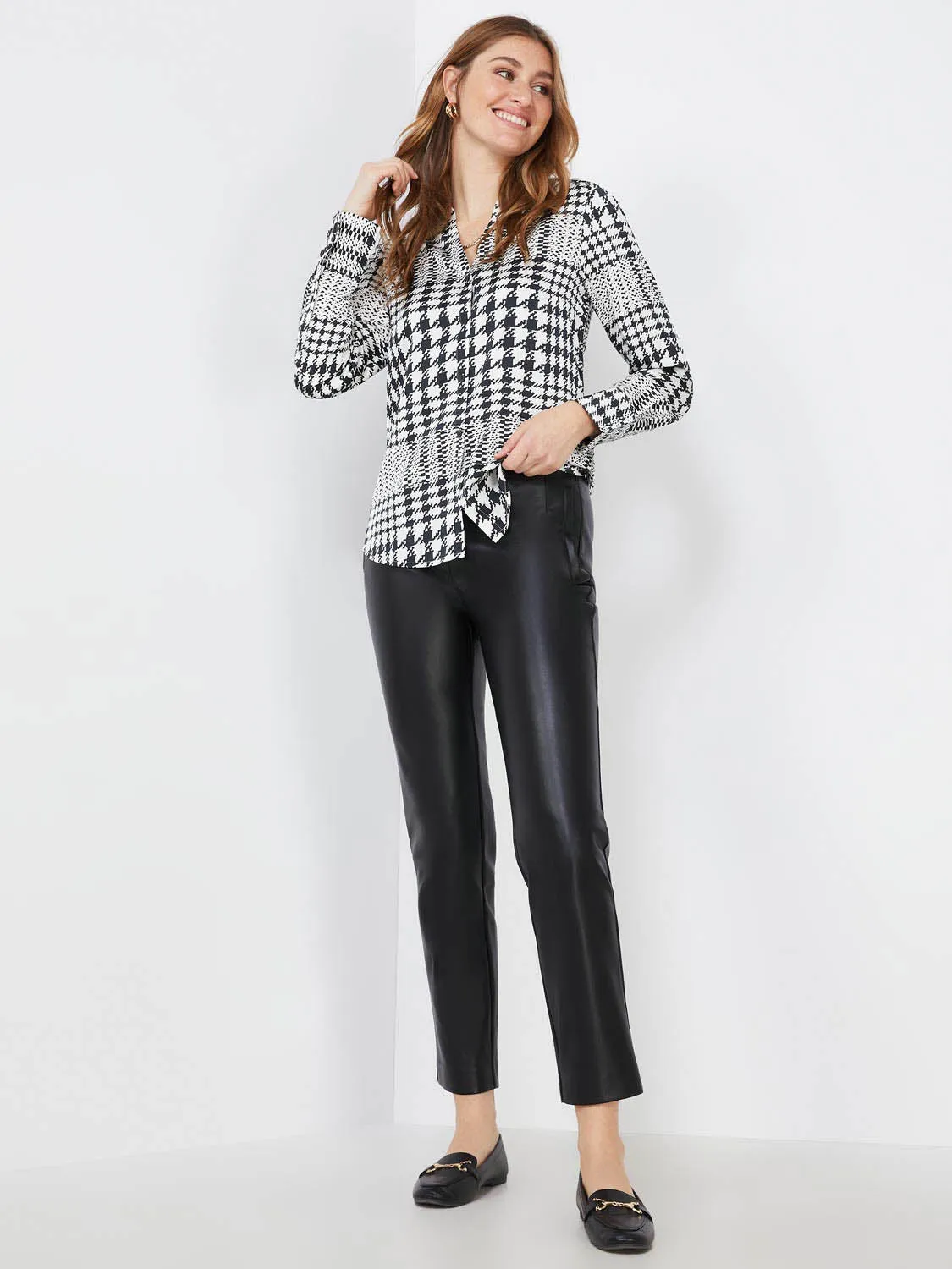 High-Waisted Faux Leather Slim Leg Pants