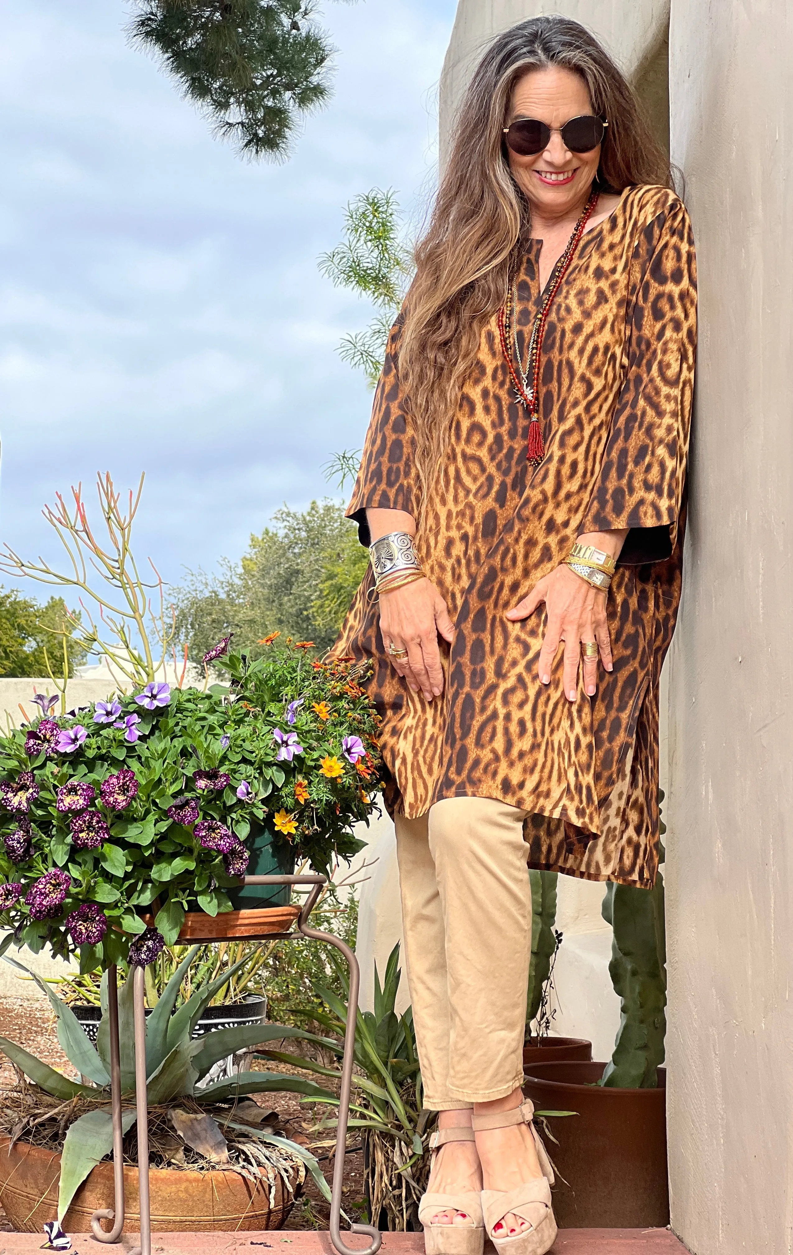 Jeanie Jaguar Italian Silk Tunic