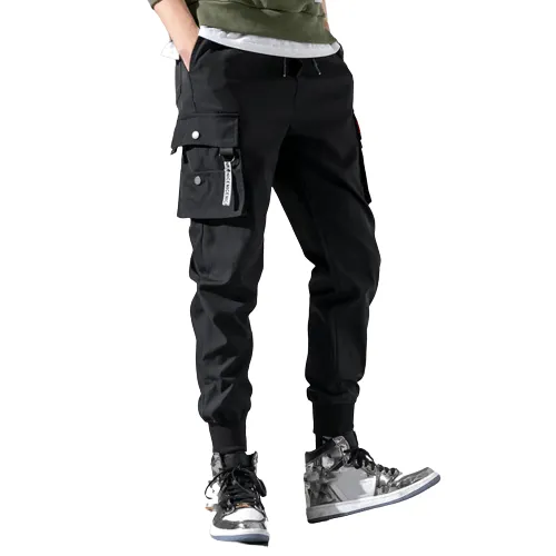 Jet Black Cargo Joggers