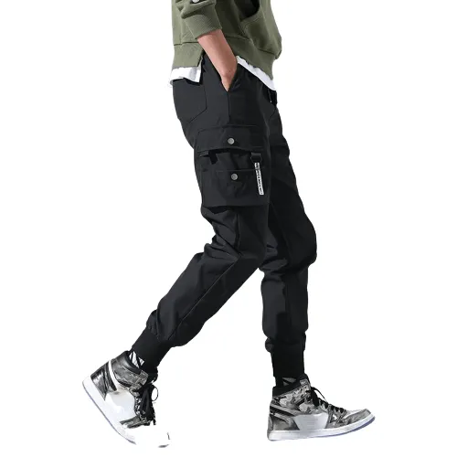 Jet Black Cargo Joggers