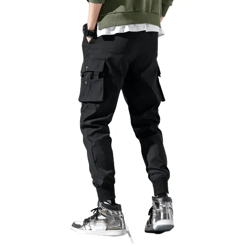 Jet Black Cargo Joggers