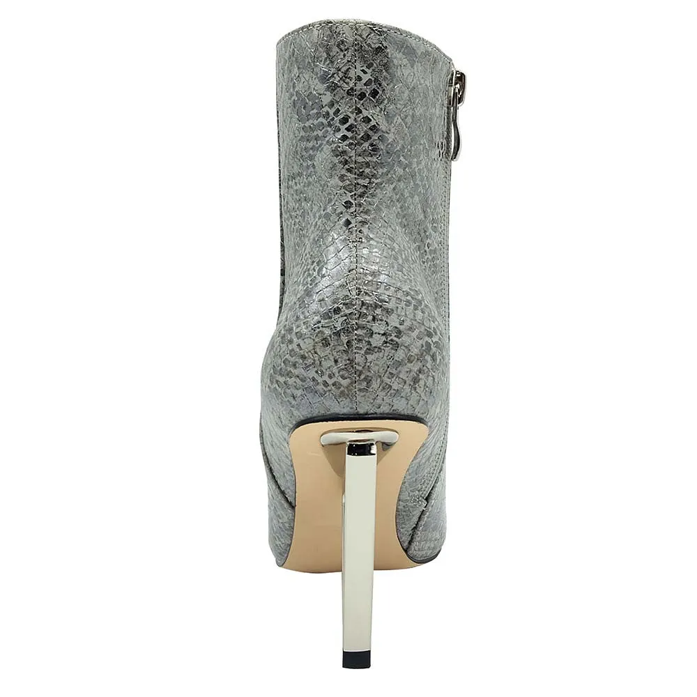 Lady Couture Gia Silver Leopard Print Booties