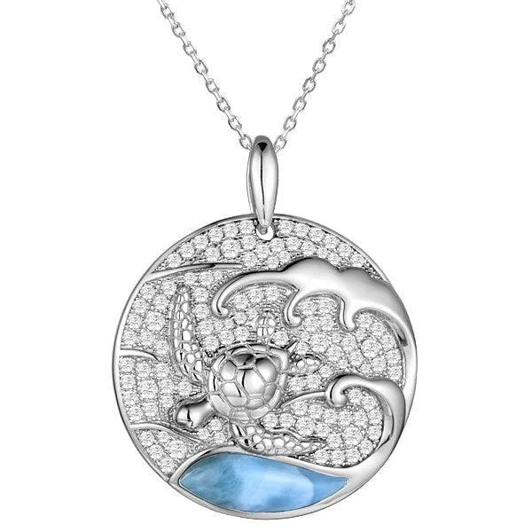 Larimar Honu Wave Medallion