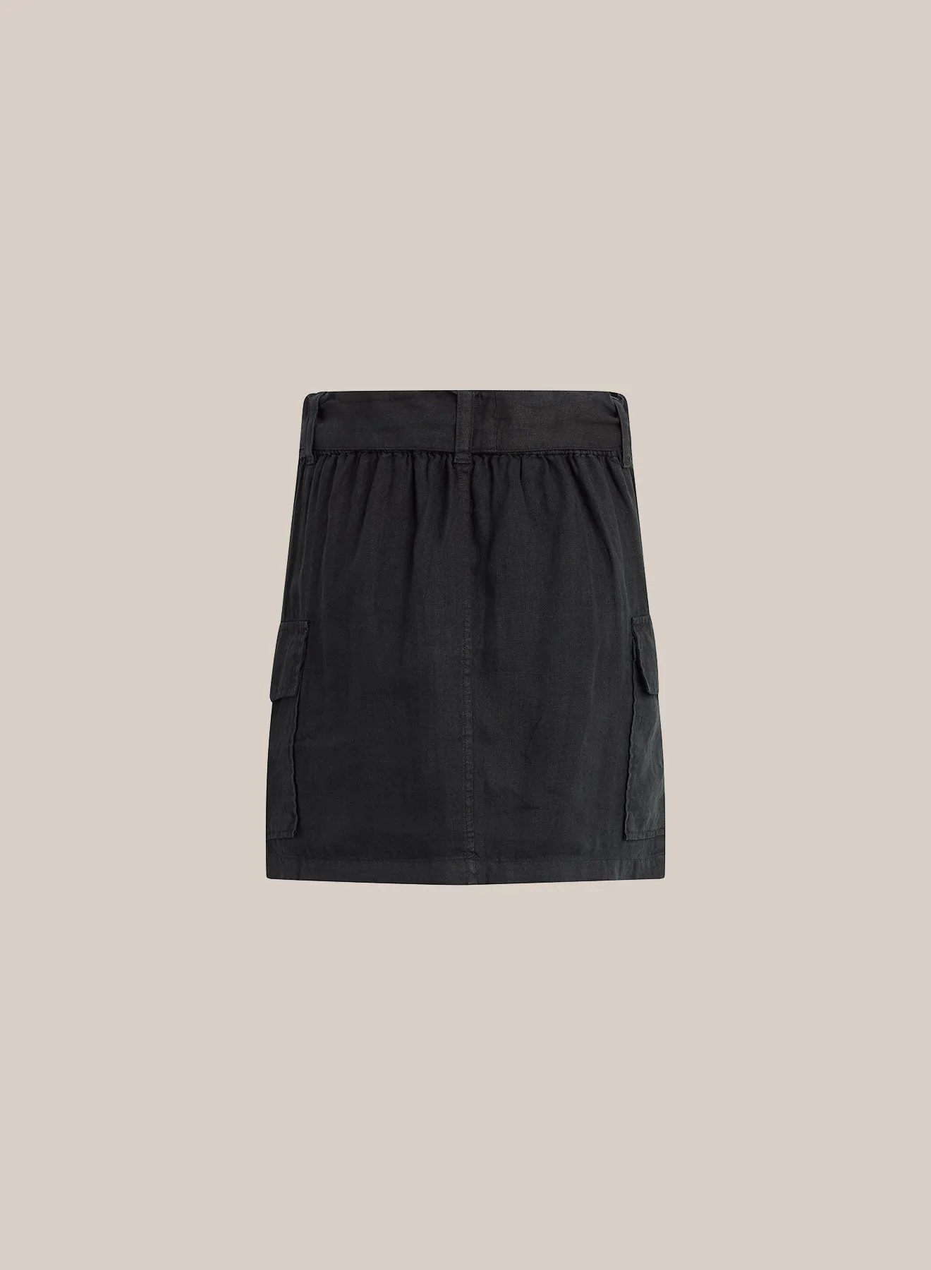 Linen Cargo Mini Skirt - Black