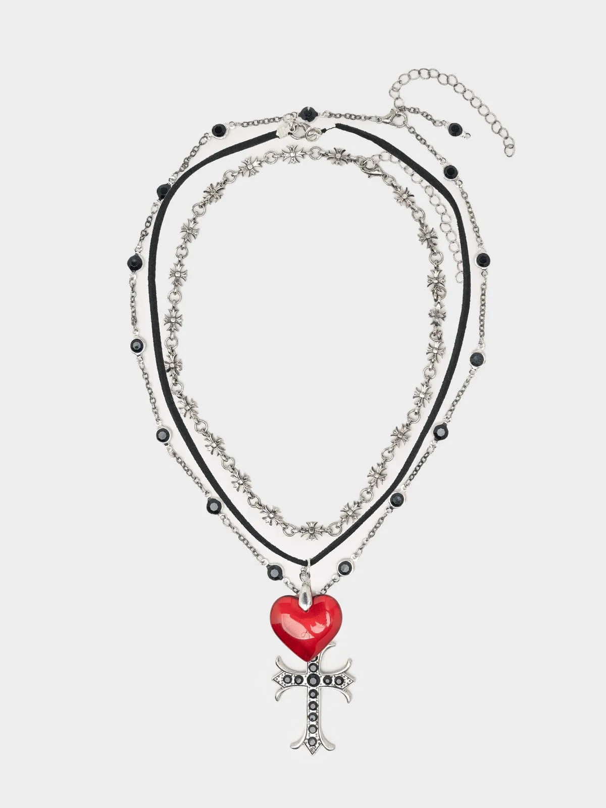 Love Heart & Cross Pendant Necklace