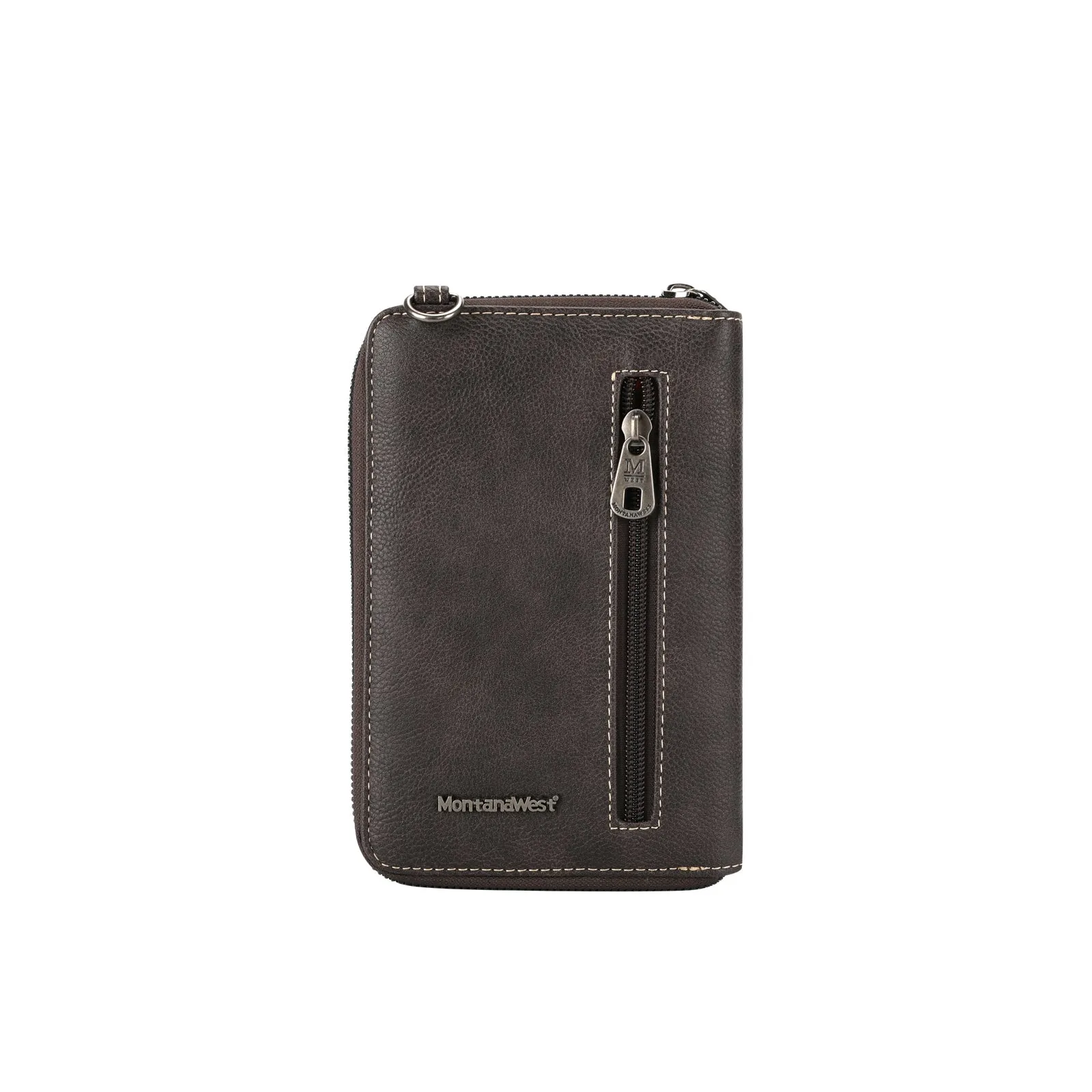 MW630CF  Montana West Western Genuine Hair-On Cowhide Phone Case Crossbody Wallet -Coffee