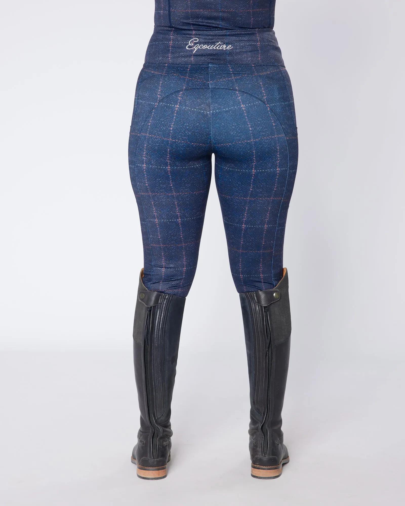 Navy Tweed Effect Riding Leggings - No Grip