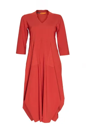 Paprika 3/4 Sleeve Vee Neck Multipanel Dress 8630