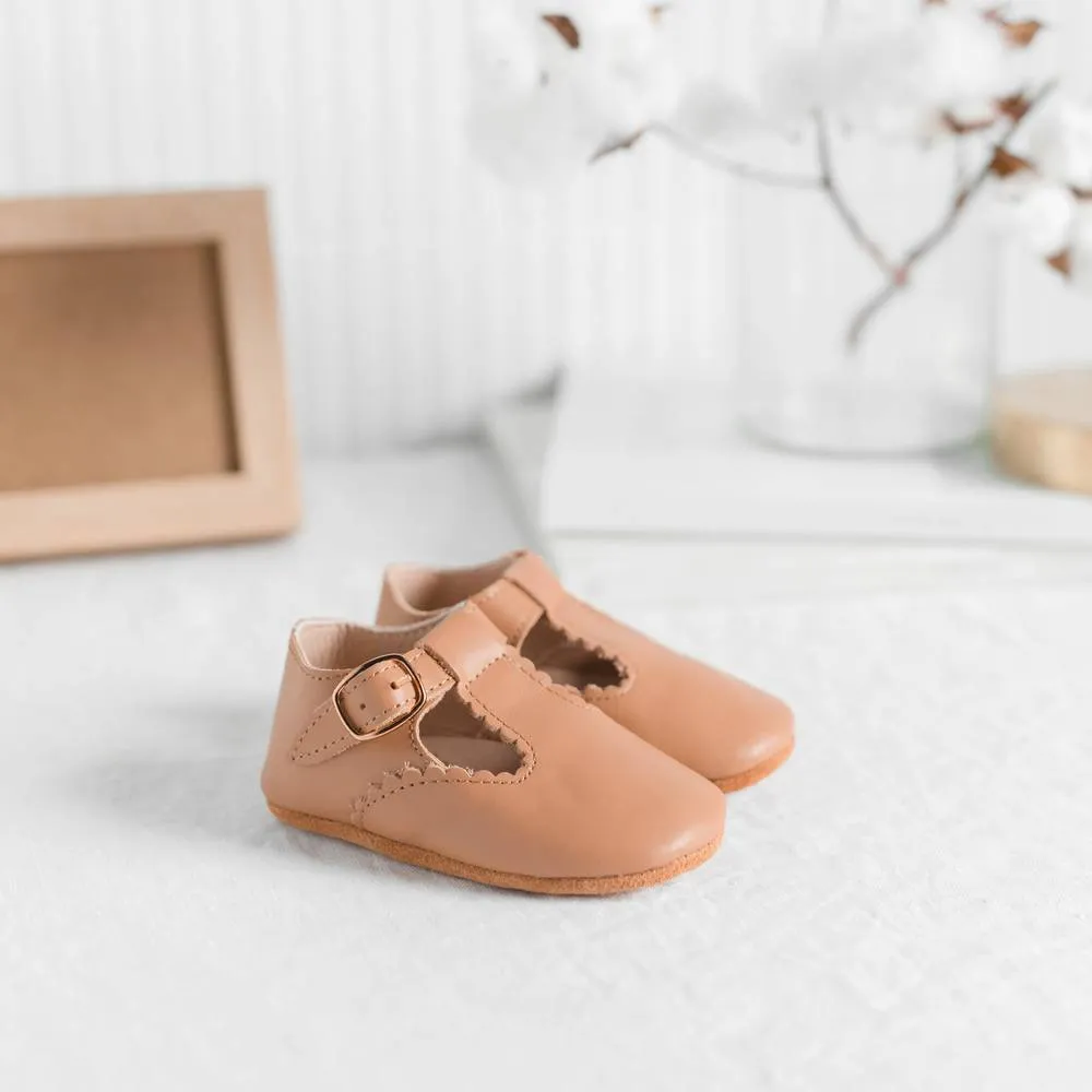 Peanut Leather Baby T Bar Shoe