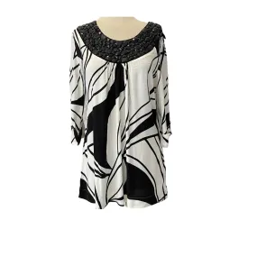 Principles by Debenhams Black and White Printed Rhinestone Top | Brand New |