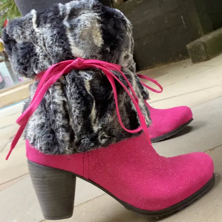 Pulpeux  Fuchsia suede long leg boot