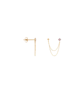 Single Gilded Chain Stud Earring 14K