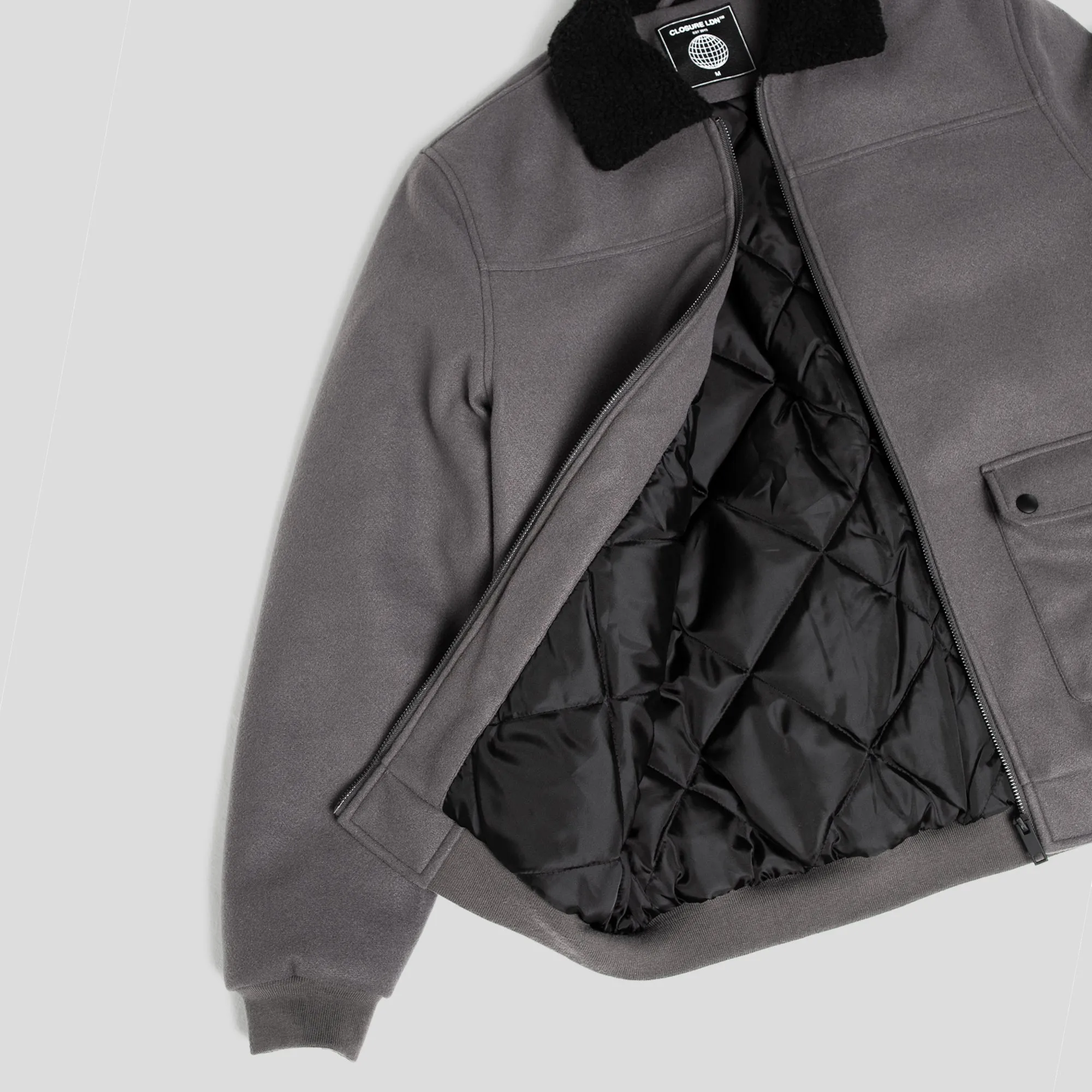 Smart Faux Wool Jacket | Charcoal