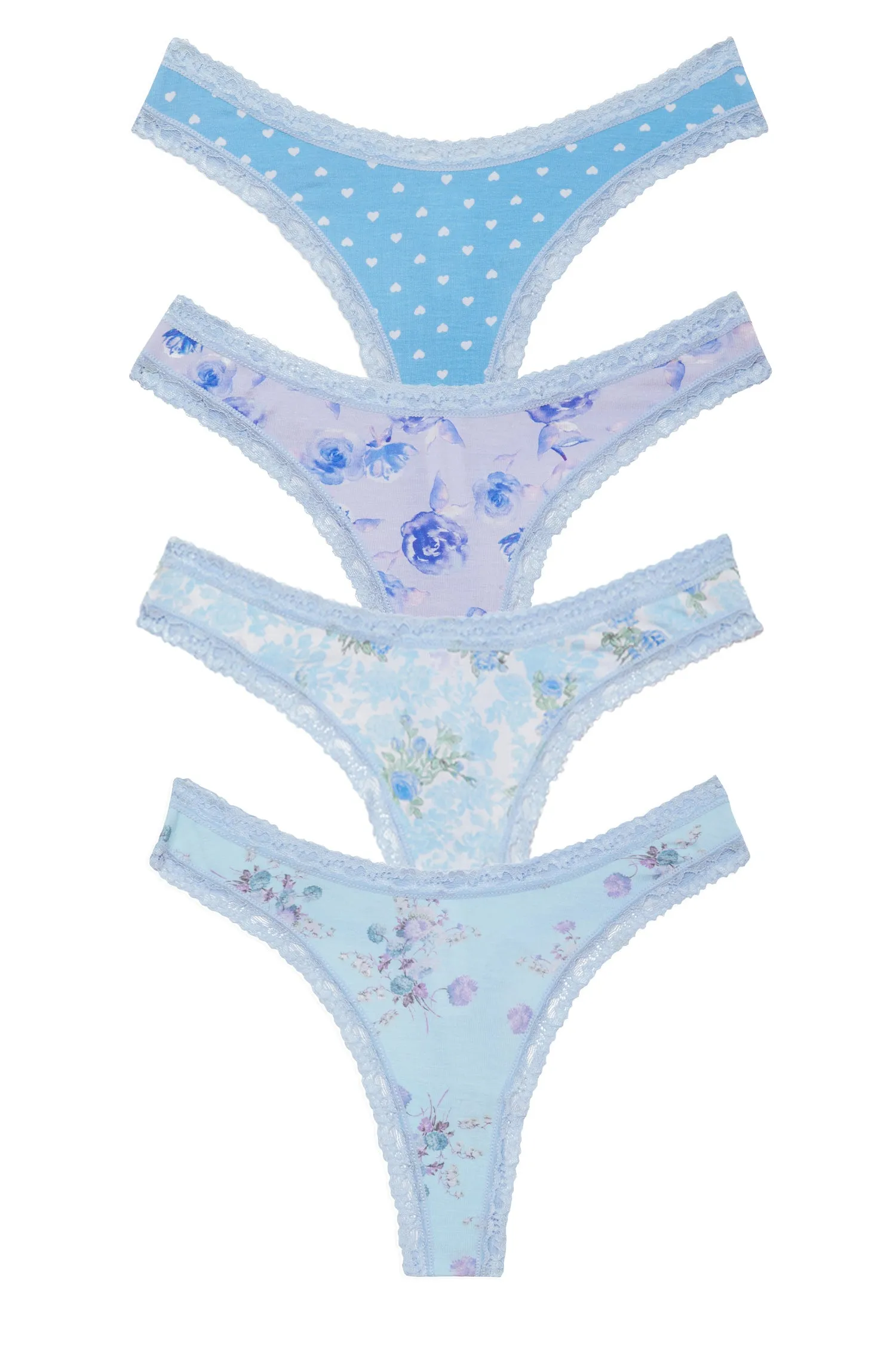 Soft Blue Ribbon 4 Pack Thong Box