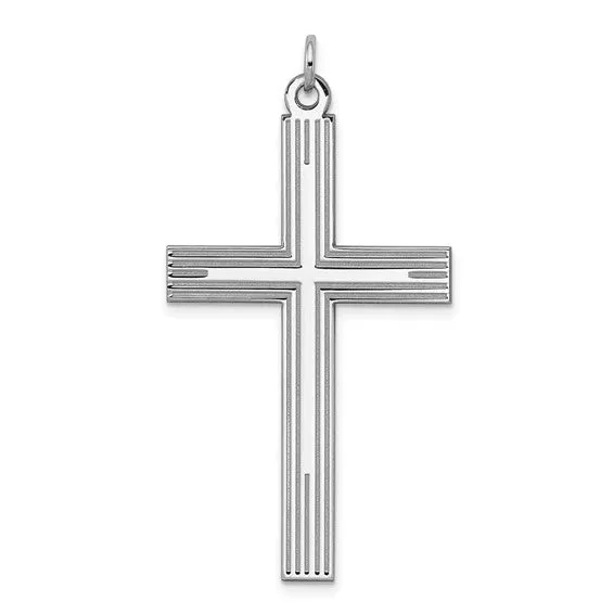 SS Satin and Polished Line Design Cross