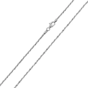 Sterling Silver Criss Cross Rock 030 2mm Chain All Lengths