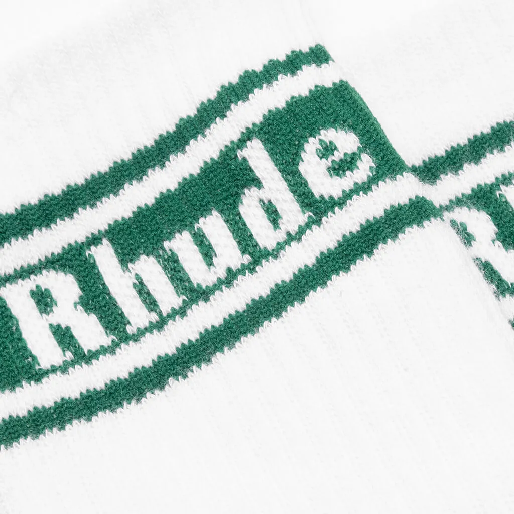 Stripe Logo Sock - White/Forest Green