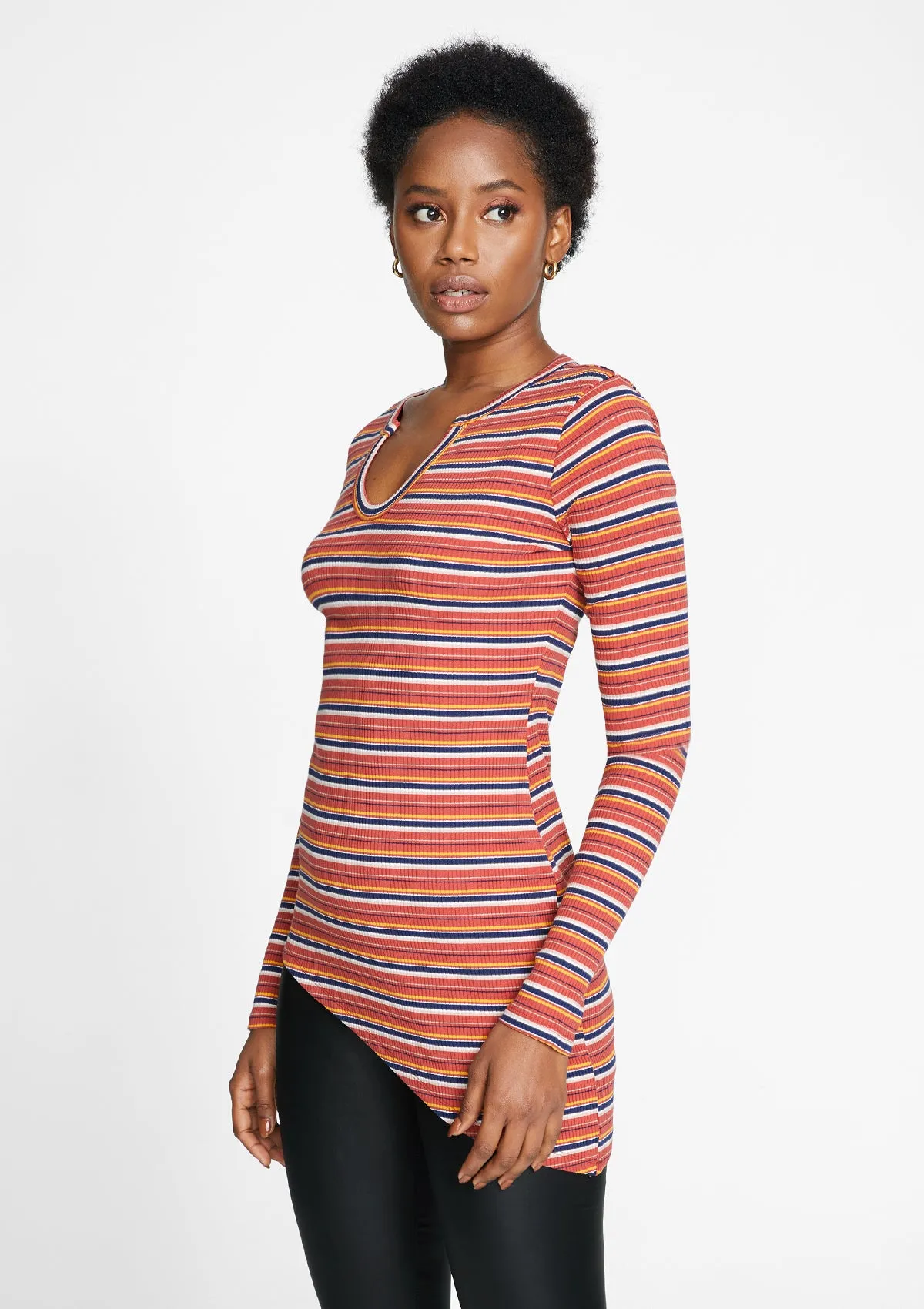 Tall Ariana Asymmetrical Stripe Top