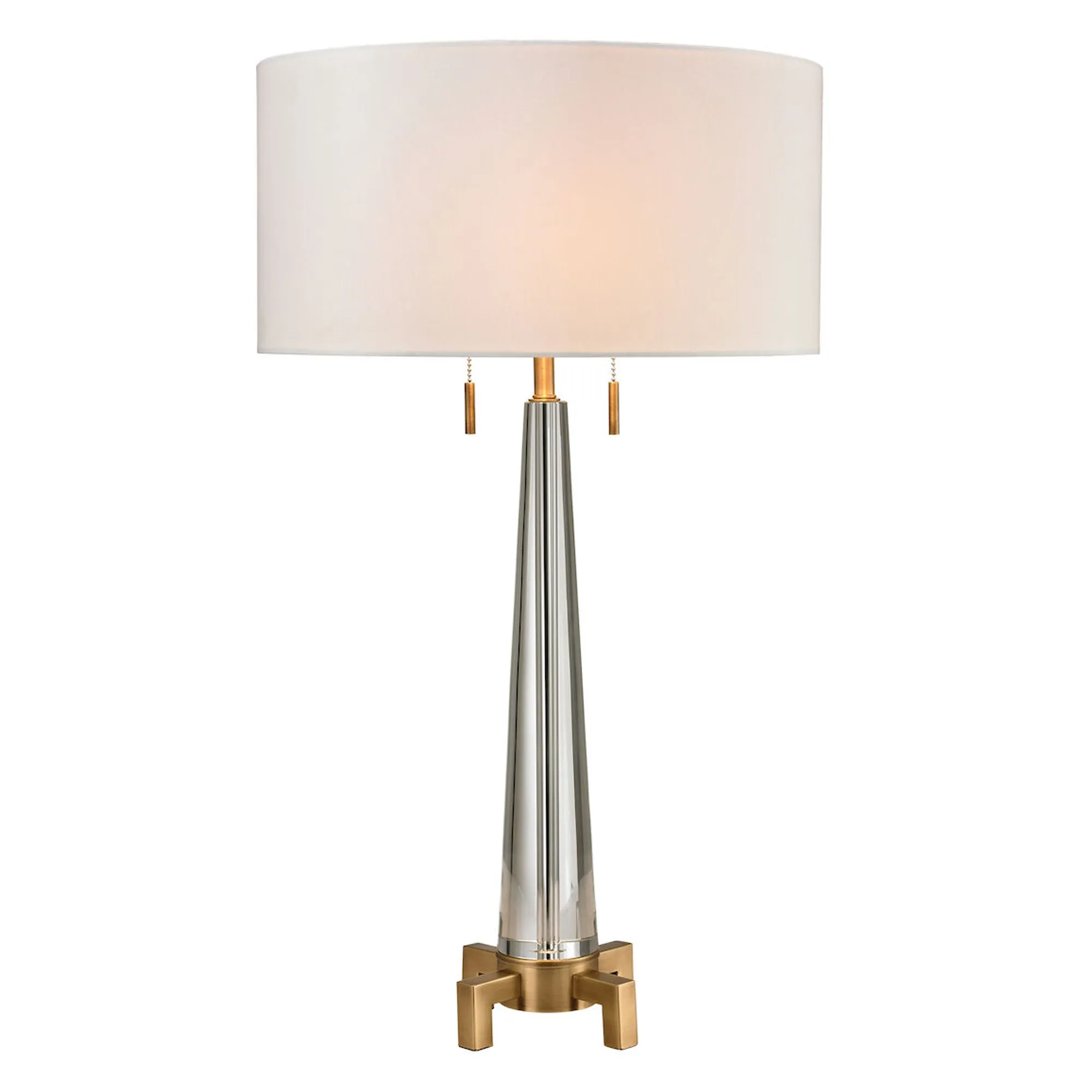 UEX7270 Contemporary Table Lamp 17''W x 17''D x 30''H, Clear and Aged Brass Finish, Bardstown Collection