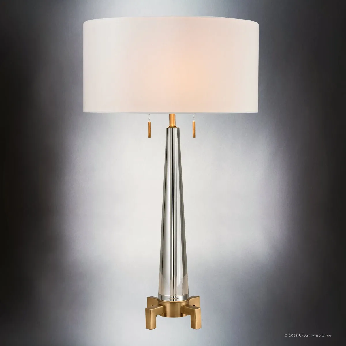 UEX7270 Contemporary Table Lamp 17''W x 17''D x 30''H, Clear and Aged Brass Finish, Bardstown Collection