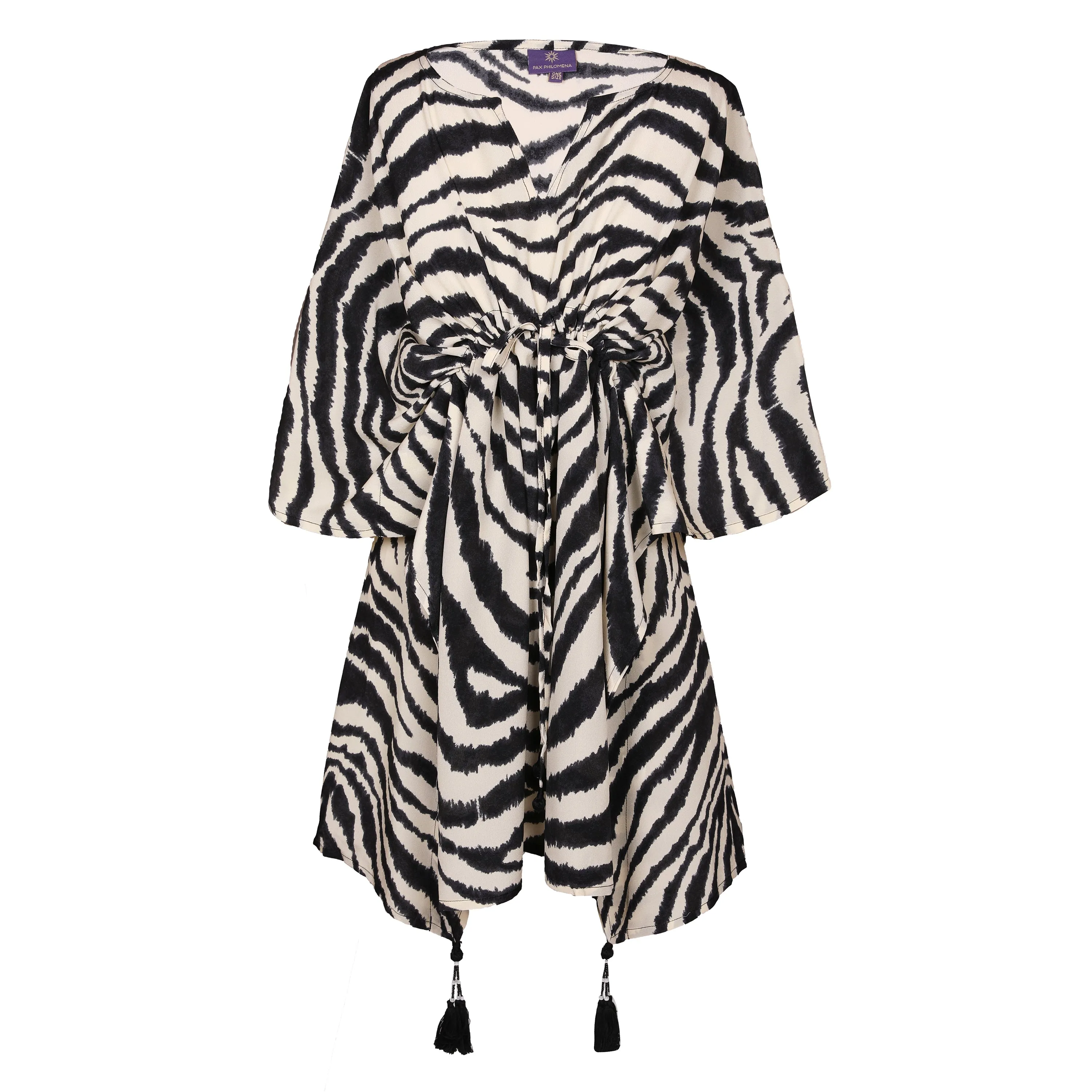 Zebra Carbone Italian Silk Short Kaftan