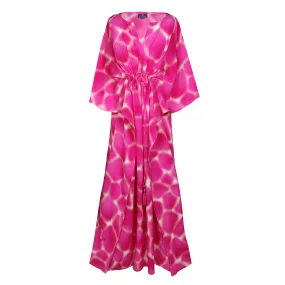 Zirafa Giraffa Magenta Italian Silk Maxi Kaftan